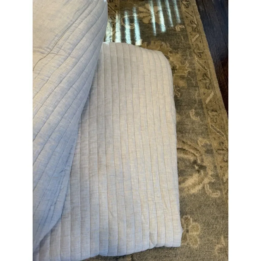 Nordstrom 100% Organic Cotton Twill Quilt Grey Sz King NEW
